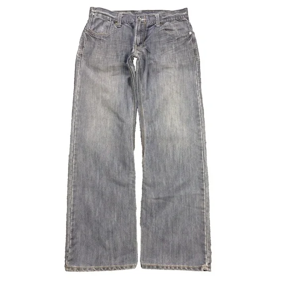Levis 514 Jeans Men 36x32 Lt Blue Flap Pocket Triple Stitch Whiskered Denim Rare