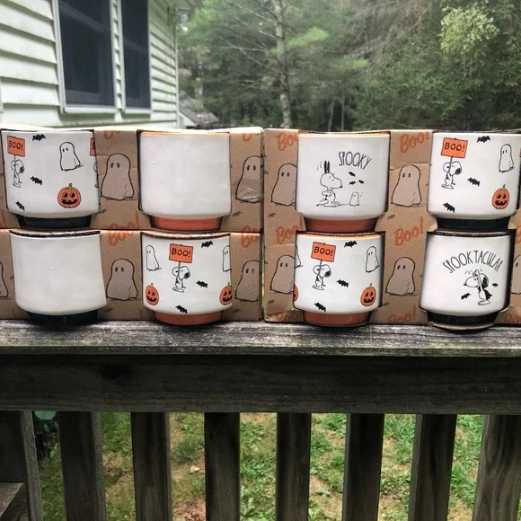 NWT Rae Dunn Peanuts Snoopy Halloween Set of 4 Ramekins Mini Baking Dishes