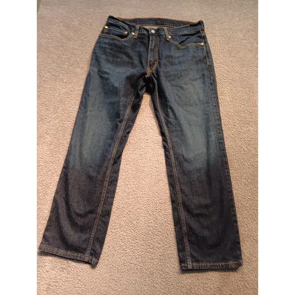 Levi's Men's W34 L30 Dark Wash Straight Leg Blue Denim Jeans