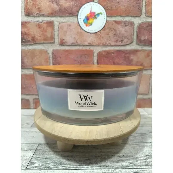 Wood Wick Trilogy Calming Retreat Ellipse Crackling Fire Candle Jar 16oz New
