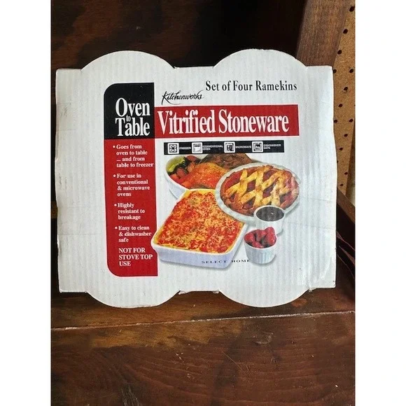 Kitchenworks Red Vitrified Stoneware Ramekins Set of 4 Oven to Table‎ Fluted