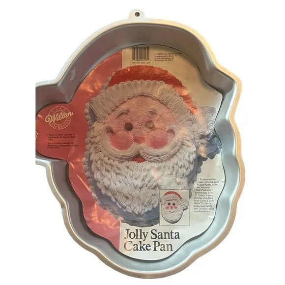 Vintage Wilton Jolly Santa Cake Pan Aluminum‎ Bakeware Christmas Baking 1987