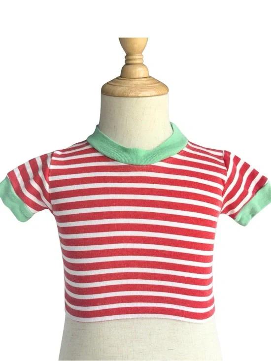 Vintage 90s Cuties By Judy Baby T Shirt Red White Stripe 3-6 Months Hong Kong