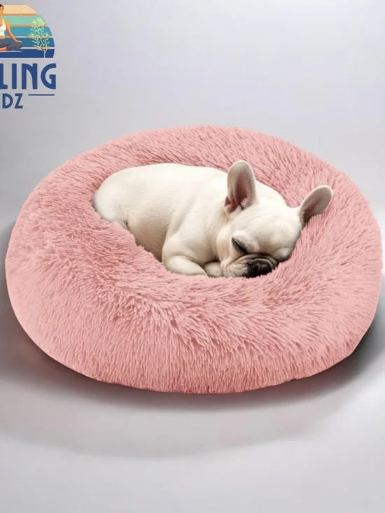 Pink Dog & Cat Bed for Indoor Cats, 20in Calming Donut Bed for Puppy and Kitten