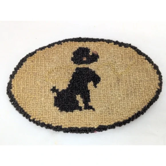 Antique American Hooked Rug Miniature 4