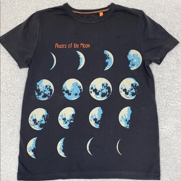 Mini boden Phases of the Moon Kids T-Shirt  grey 11/12