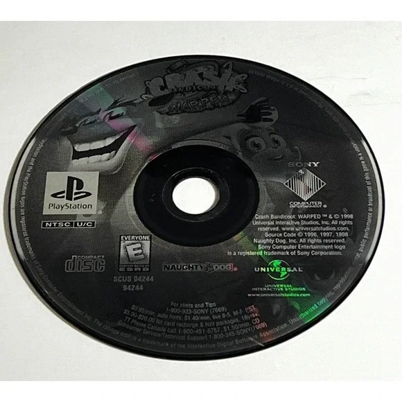 Crash Bandicoot Warped‎ Greatest Hits PlayStation 1 Disc Only Tested Working