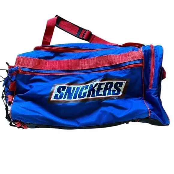 Snickers Blue and Red Duffel Bag