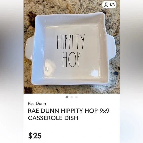 Rae Dunn Artisan Collection Hippety Hop Baking Dish