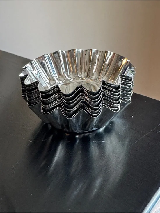 Vintage Swedish Sandbakkel Molds Fluted Tin Tartlet Baking Cups Set of 8 (2.5”)