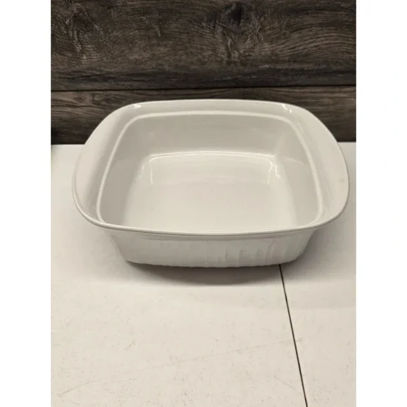 CorningWare French White 8 Inch Square Baker Stoneware Casserole Dish White