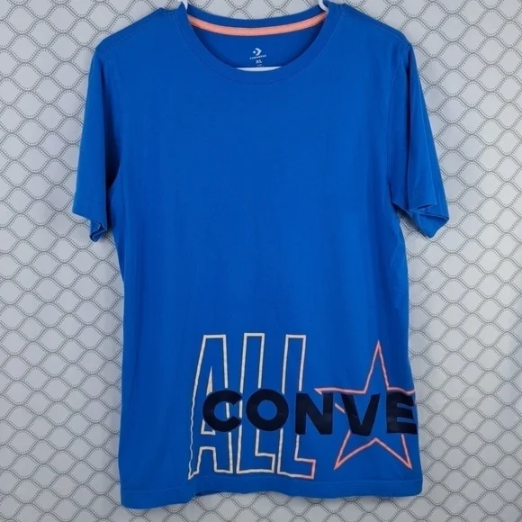 Converse ALL STARS wrap around print youth XL /adult small med blue & orange tee