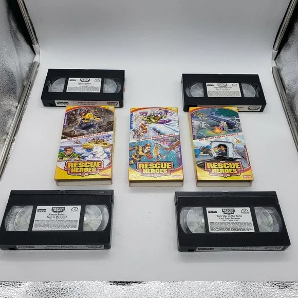 4 Fisher‎ Price Rescue Heroes Children's, 8 episodes (VHS, 2001) Tested Great