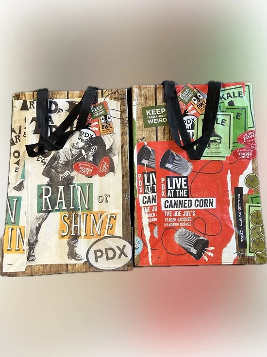 Red & Green Reusable Tote Bag Set of 2