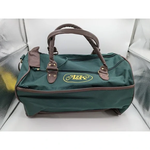 Abercrombie &‎ Kent Green Canvas Duffle Bag Travel Luggage Carry On