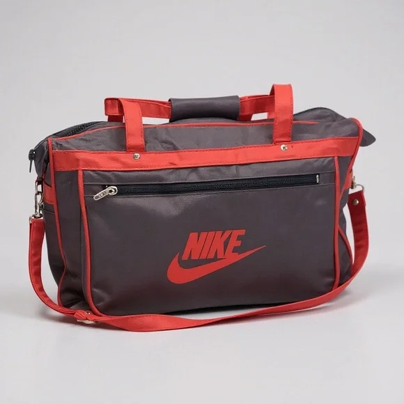 Vintage Nike Duffle Bag Navy Blue Red Nylon‎ Made in Hong Kong Retro Gym Travel