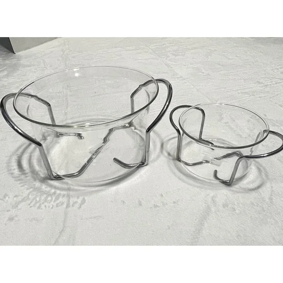 BODUM Germany Hot Pot Glass Bowls + Steel Holders‎ 8oz, 2.75 qt. K4602 Set of 2