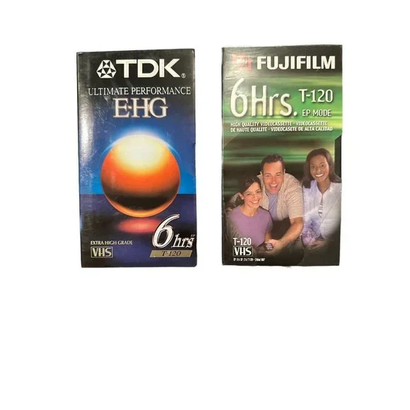 1 TDK T-120 Blank‎ VHS Tape Sealed E-HG & 1 Fuji VHS Tape EP NEW Sealed