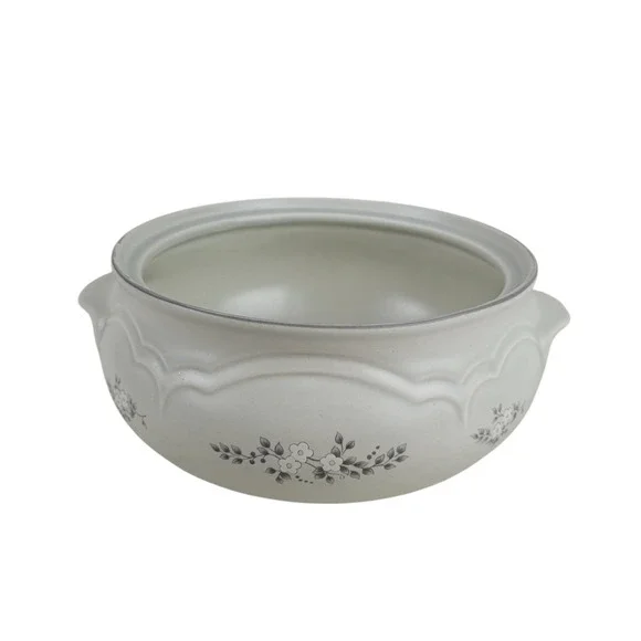 Pfaltzgraff Heirloom 2 Qt Round Casserole Dish 315 Gray Floral Stoneware‎ USA