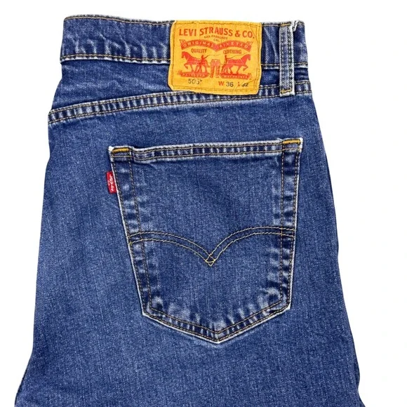 Levi's 505 Regular Fit Jeans Mens W36 L32‎ Medium Wash Blue Denim