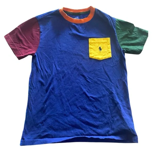 Ralph Lauren Blue and Red Short Sleeve Tee Colorful Style