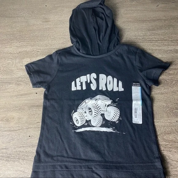 Let’s Roll Black Hoodie T-Shirt Size 3T