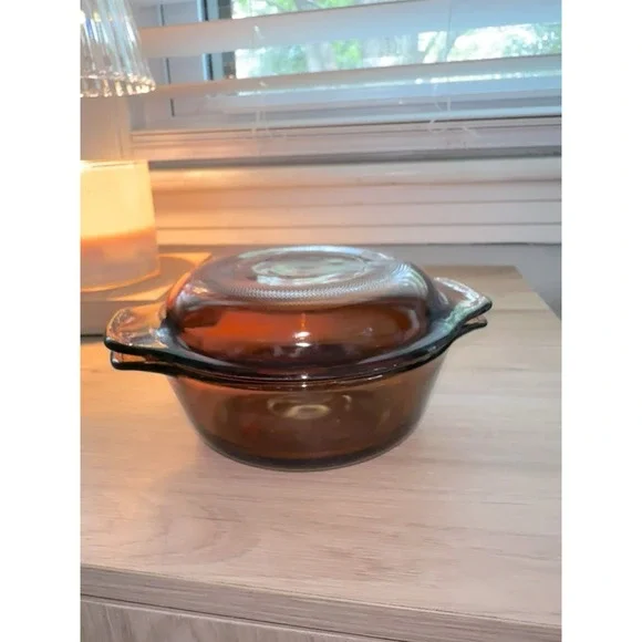 Vintage! Fire King Anchor Hocking #472 Amber Brown Baking Casserole Dish w/Lid‎