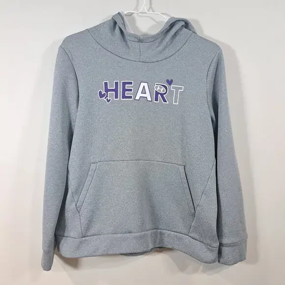 Under Armour Girl's Gray Purple Heart Hoodie YXL