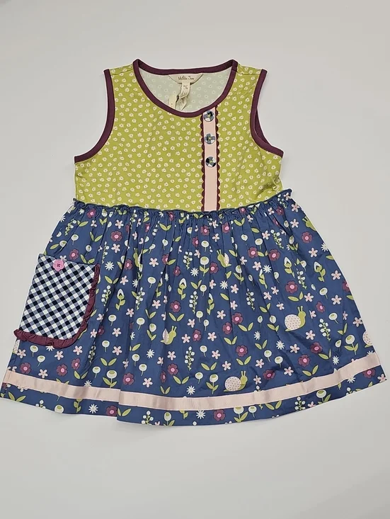 NWT Matilda Jane Olive Green, Navy & Pink Floral Mix Tiered Dress