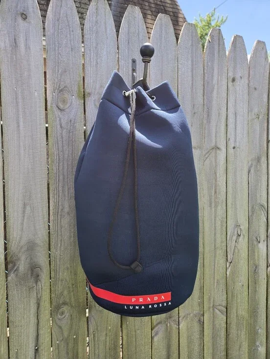 Prada Beauty Luna Rossa Drawstring Navy Blue Neoprene Sailing Beach Bag