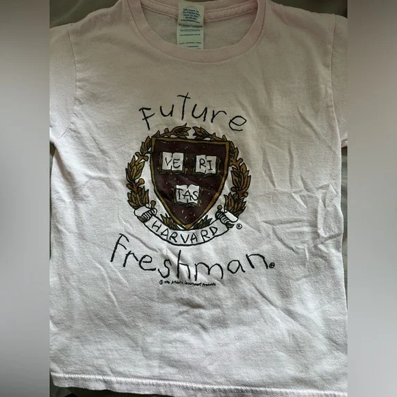 Future Harvard Freshman kids size top in small. Pink color