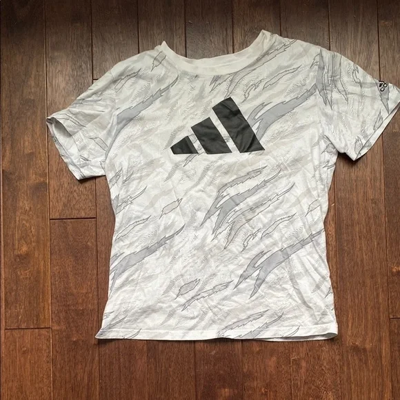 adidas White and Gray Kids Short Sleeve Tee