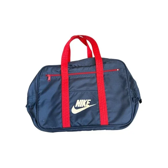 Vintage 1970s NIKE Blue‎ Red Duffle Gym Bag Taiwan Made YKK Zippers