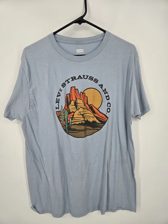 Levi's Light Blue Gray SS Tee with Southwestern Graphic Large (7142)