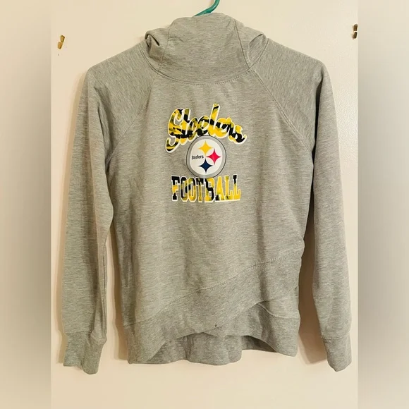 Official NFL Pittsburgh Steelers Girl's Funnel Neck Fleece Hoodie Size L-G-14