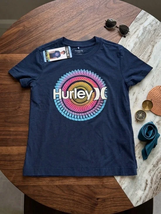 ⁠Hurley Boys Graphic T-Shirt Blue Size M 8 New With Tags⁠