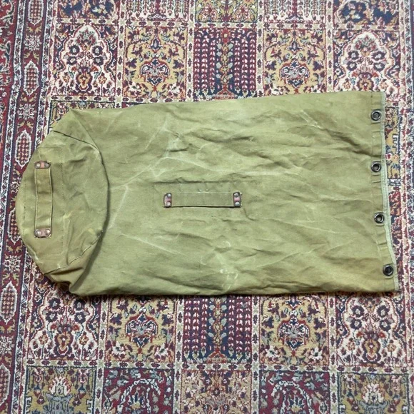 VTG Rare 40s 50s Abercrombie & Fitch Olive Green Canvas Hobo Duffle Bag Military
