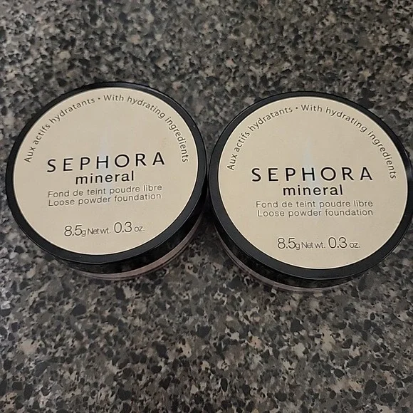 TWO NEW Sephora Mineral Loose Powder Foundation Light 15 NUDE‎ 0.3oz SEALED