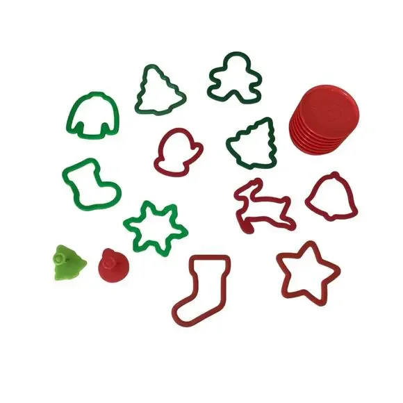 Christmas Cookie Cutters and Presses Sets of 9 presses & 9 Cutters Plastic