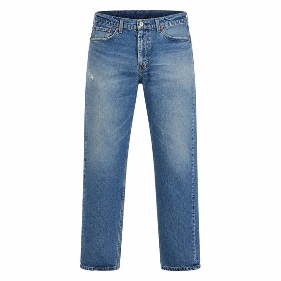 Levi's 505 Regular Fit Jeans Men 36x32 Medium Wash Blue Distressed Straight Leg