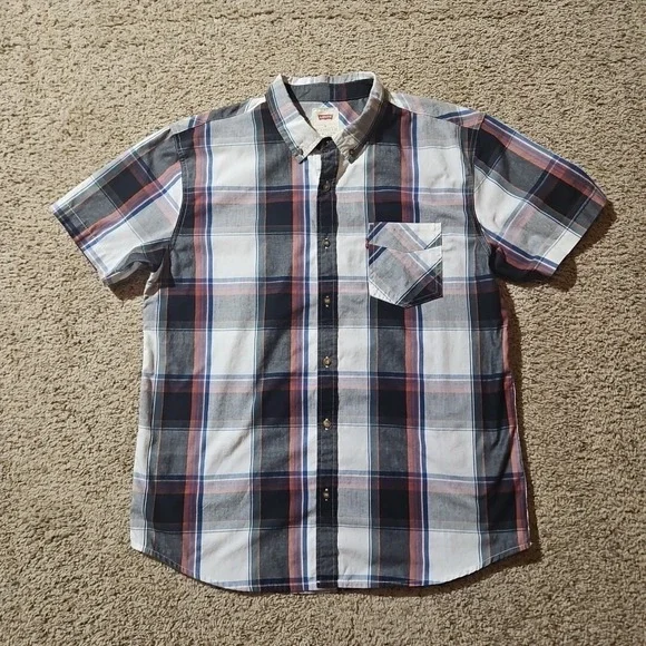Levi's Shirt Mens Extra Large Short Sleeve Plaid Western‎