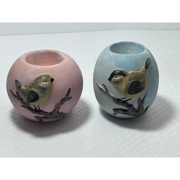 Set Of Two Ceramic Bird‎ Tea Light Holder