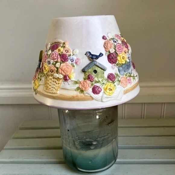 Spring Blossom Gardener’s Large Candle Shade by Laurie Korsgaden Watercolors NWT