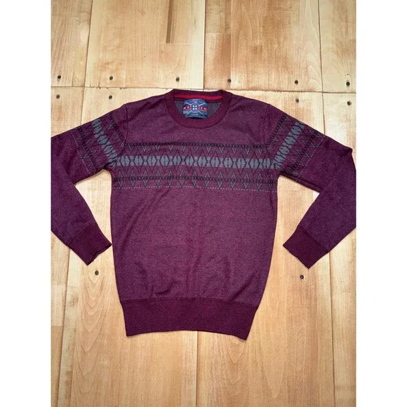 Boys Geometric Fair‎ Isle Crewneck Sweater Red Size M 10 12
