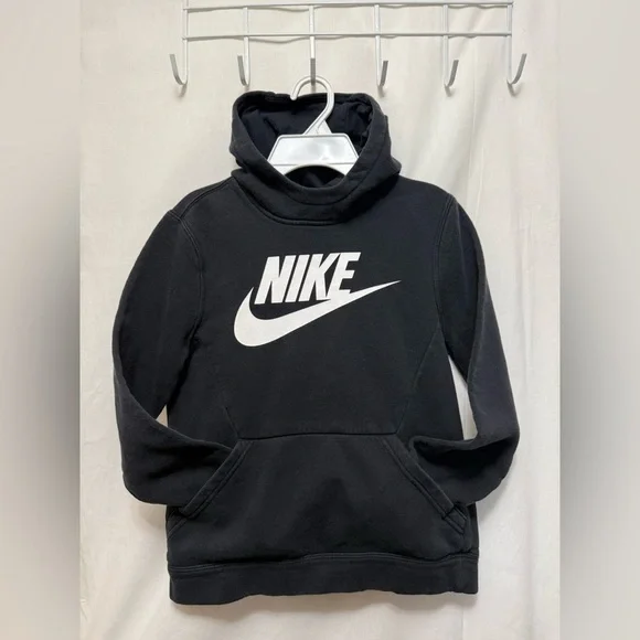 Nike Hoodie Youth Medium Black with White Logo 0126