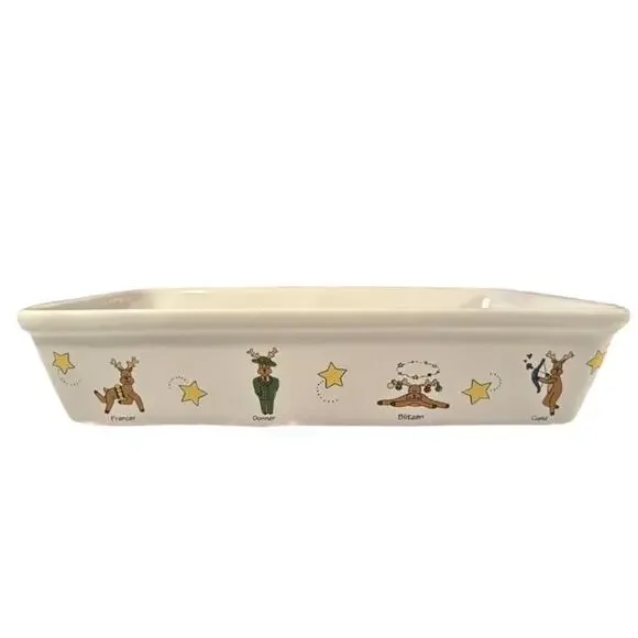 Christmas Reindeer Whimsical‎ Holiday Rectangle Baker W/ Stand LTD Commodities