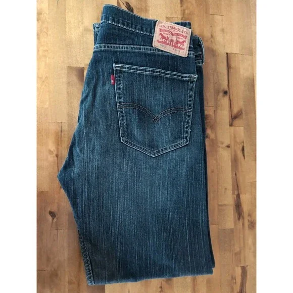 LEVI'S 505 Men's 36 x 32 Jeans STRETCH Med Blue Regular Straight Denim