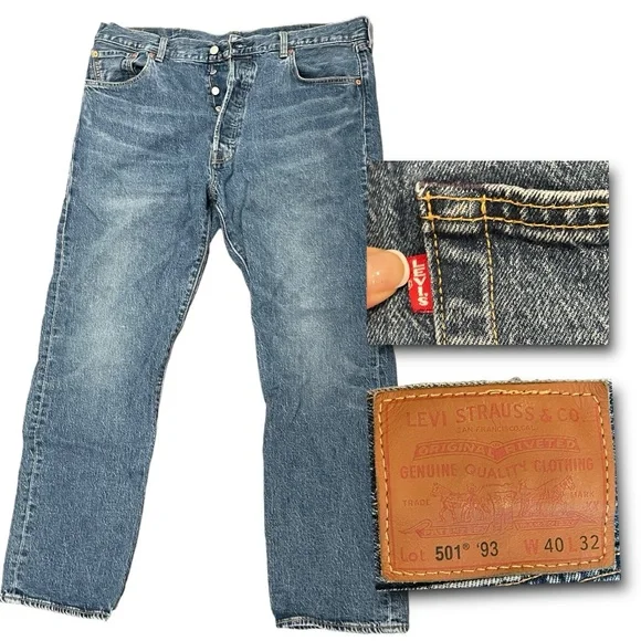 LEvi’s Premium ‘93 denim 501 button fly jeans 40 x 32
