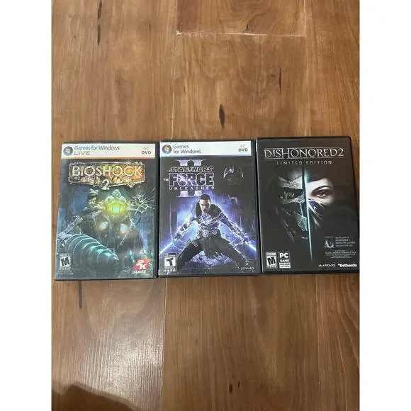 PC Game Lot - Dishonored 2 Bioshock 2 Star Wars the force unleashed