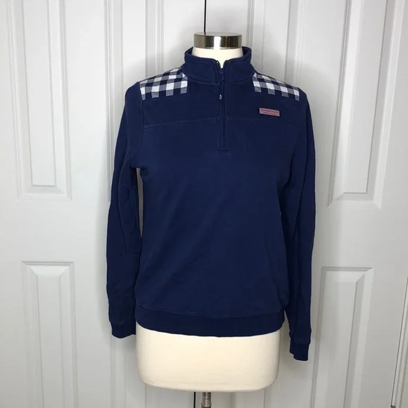 Vineyard Vines Girls Lookout Gingham Classic Shep Shirt Blue White 16
